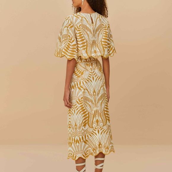 Farm Rio Off-White Lace Nature Midi Skirt - Picture 7 of 8